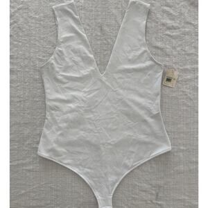 Free People NWT *with discoloration | Keep It Sleek white bodysuit | size Large
